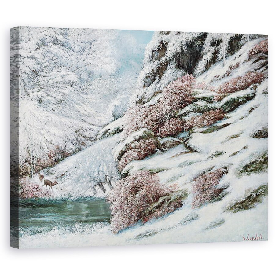 Tablou canvas - Gustave Courbet - Cerb intr-un peisaj cu zapada, 80 x 100 cm