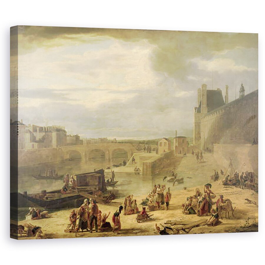 Tablou canvas - J.F. De Pelchin - Vedere la Marea Galerie a Luvru, Tuileries si Pont Regal, 80 x 100 cm