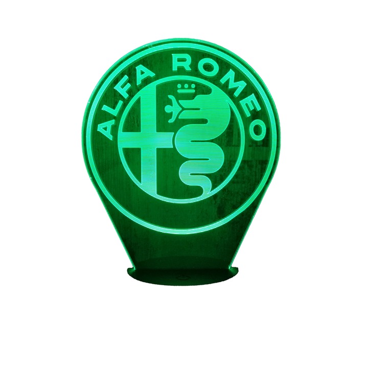 3D Led Illúzió Lámpa Alfa Romeo Színváltós éjjeli lámpa
