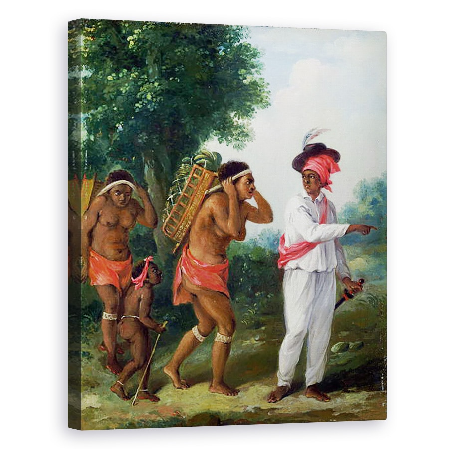 Tablou canvas - Agostino Brunias - Vest indian om de culoare, regia doua femei Carib cu un copil, 60 x 75 cm