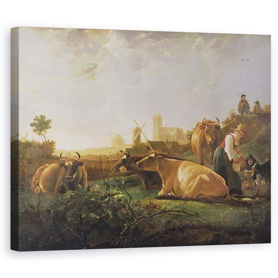 Tablou canvas - Aelbert Cuyp - O vedere indepartata a Dordrechtului cu pastori, 40 x 50 cm