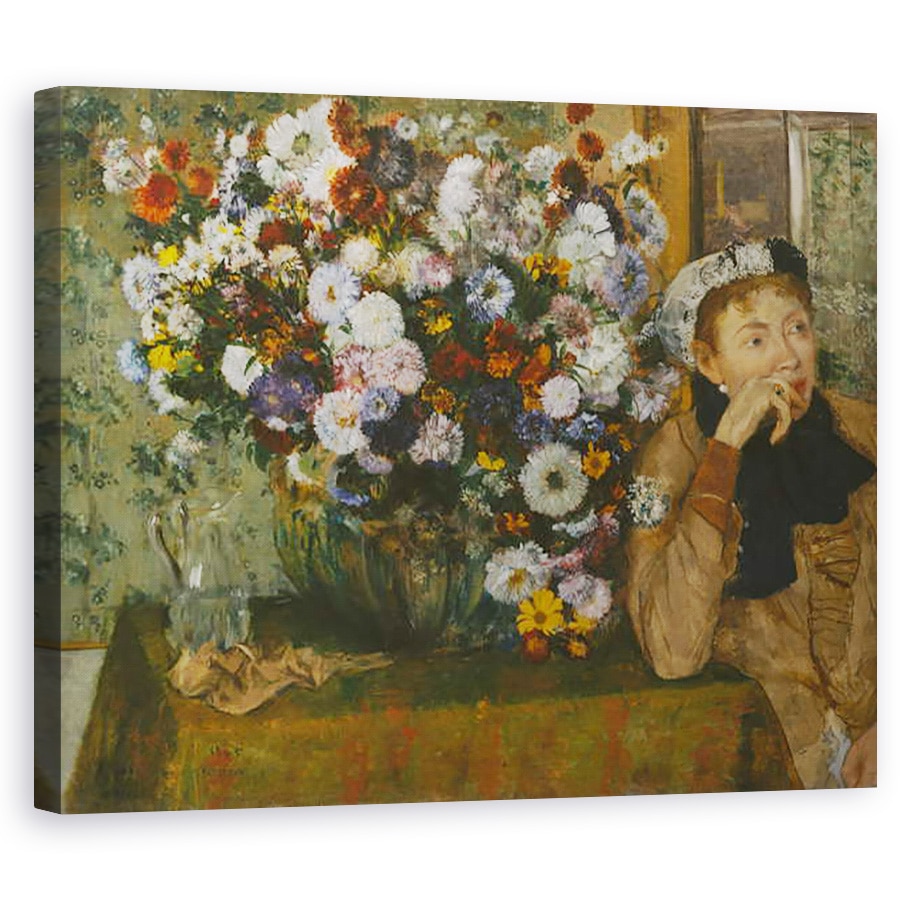 Tablou canvas - Edgar Degas - Femeie langa o vaza de flori, 40 x 50 cm