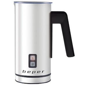 Spumator de lapte Beper BB.210, 550W, 450ml, carcasa din otel inoxidabil, Inox