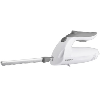 Cutit electric Beper BP.790, 150W, lama din otel inoxidabil, lungime lama 24.5 cm, autoascutire, Alb Cutit electric Beper BP.790, 150W, lama din otel inoxidabil, lungime lama 24.5 cm, autoascutire, Alb