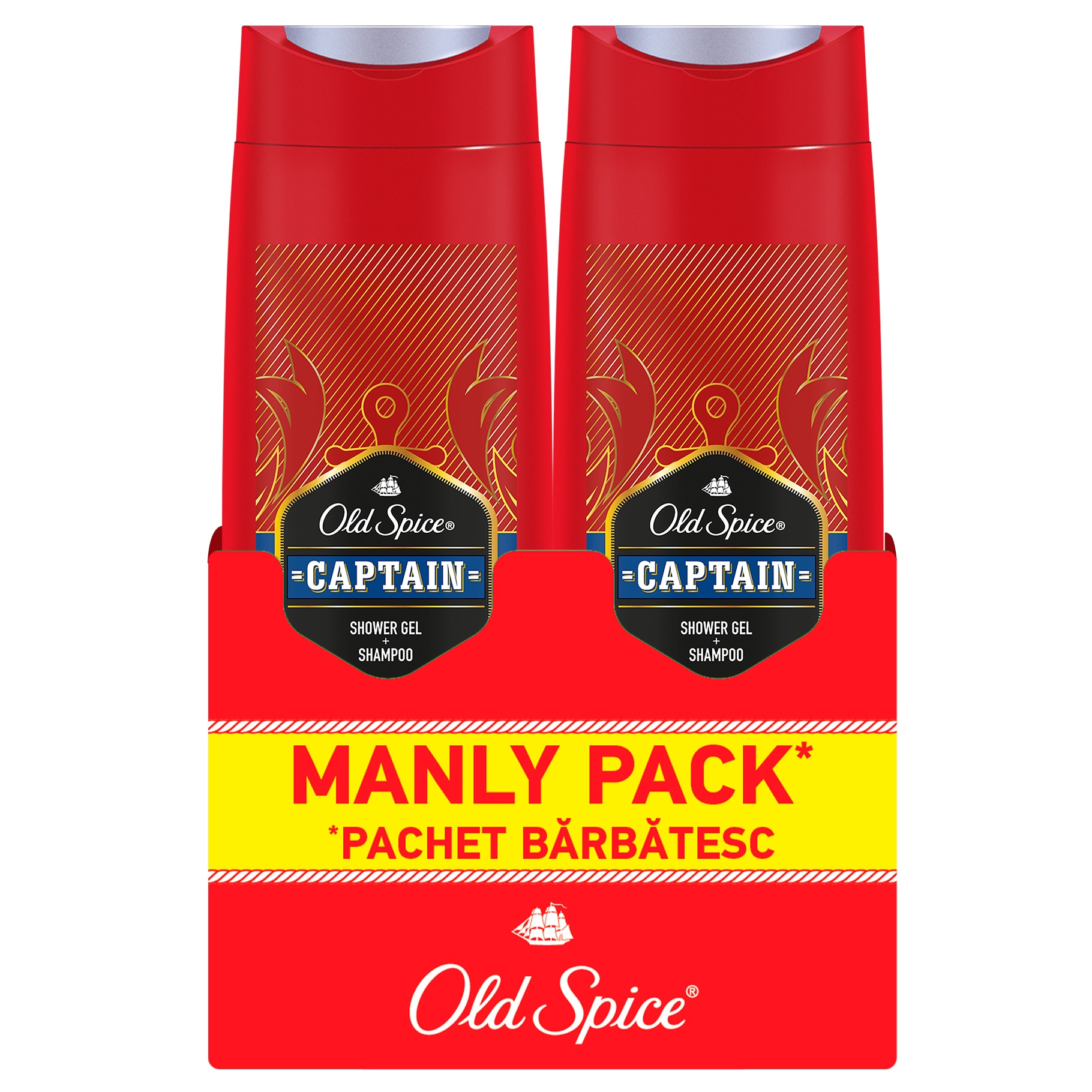 Pachet Promo: 2 x Gel de dus Old Spice Captain, 400 ml