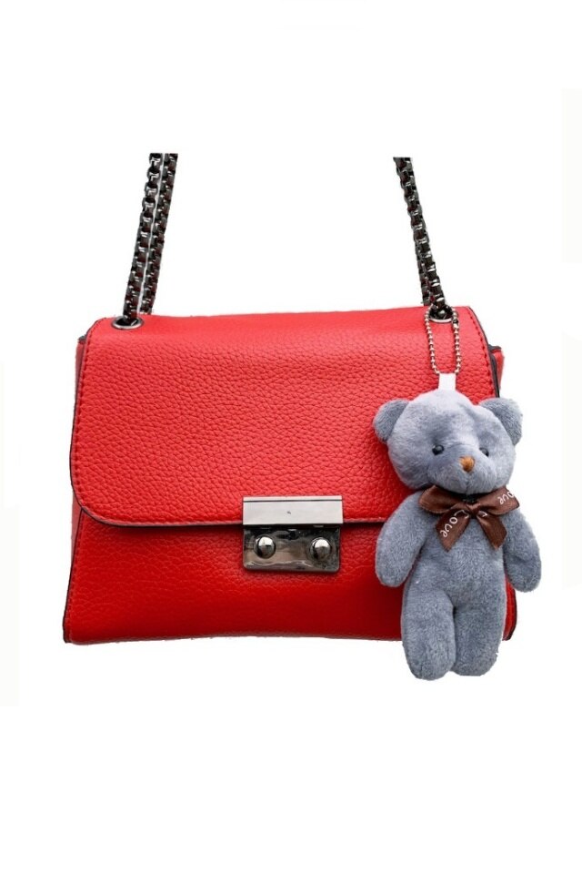 Geanta de dama Bonnie rosie din piele ecologica, dimensiuni 22 x 16 x 11 cm