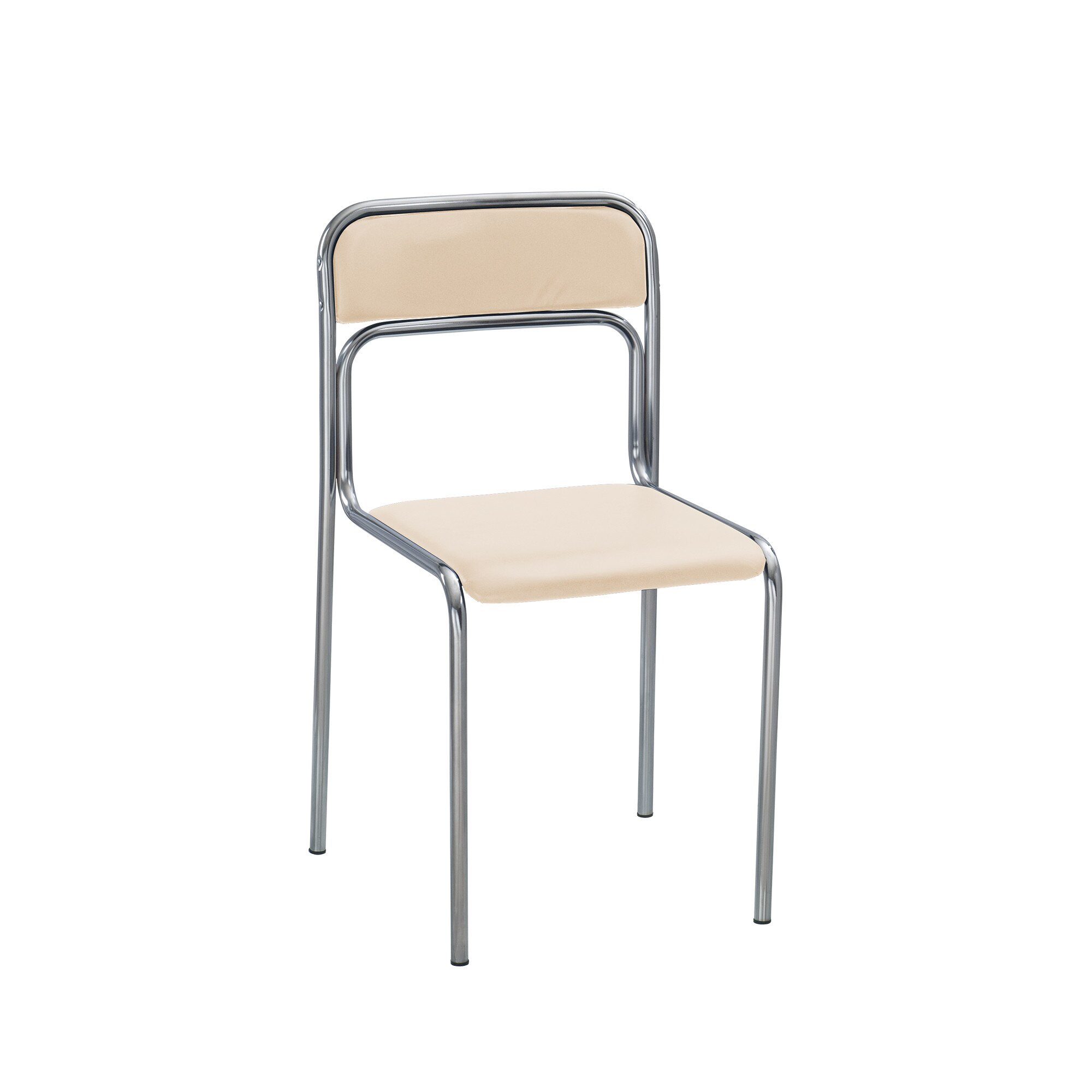 Scaun de vizitator Ascona, cadru cromat, piele ecologica, crem