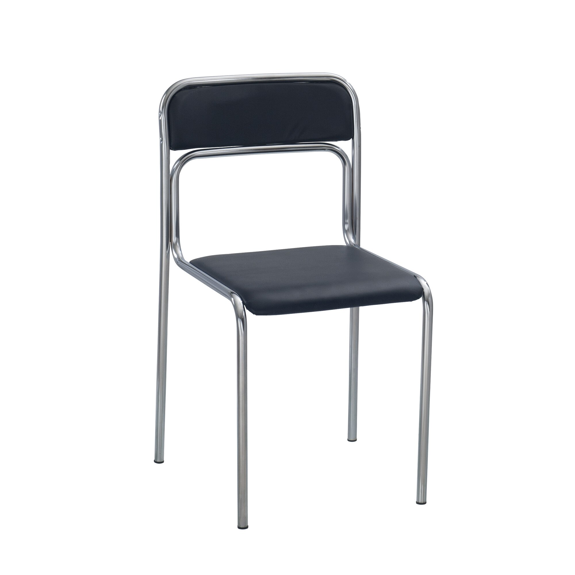 Scaun de vizitator Ascona, cadru cromat, piele ecologica, negru