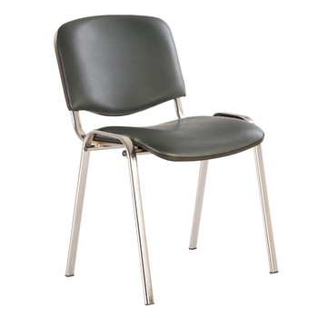 Scaun de vizitator Iso, cadru cromat, piele ecologica, gri inchis Scaun de vizitator Iso, cadru cromat, piele ecologica, gri inchis