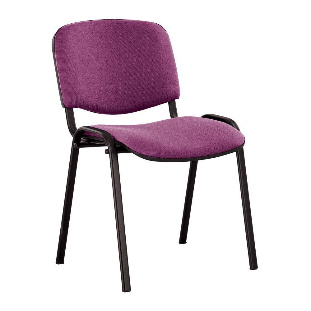 Scaun de vizitator Iso, cadru negru, textil, visiniu