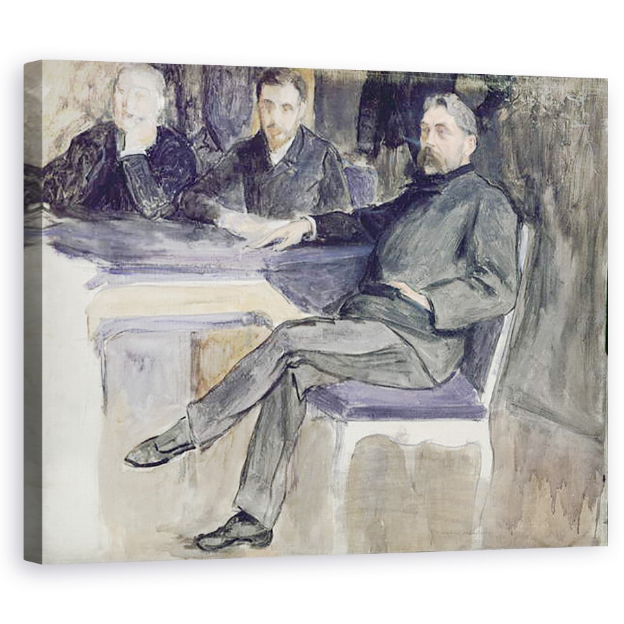 Tablou canvas - Jacques-Emile Blanche - Studiu pentru un portret al lui Stephane Mallarme 1842-98 si al prietenilor sai din La Revue Independante, 80 x 100 cm