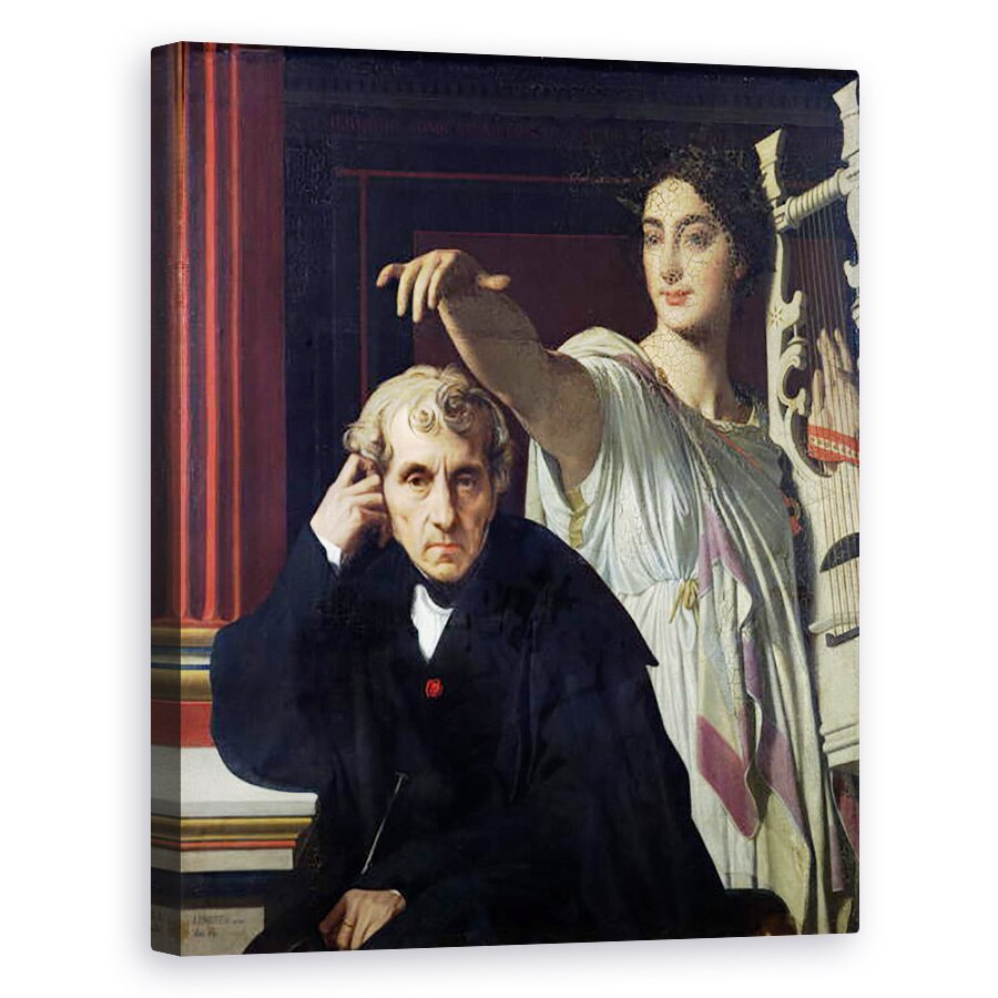 Tablou canvas - Jean Auguste Dominique Ingres - Portretul Compozitorului Italian Cherubini 1760-1842 si muza poeziei lirice, 40 x 50 cm