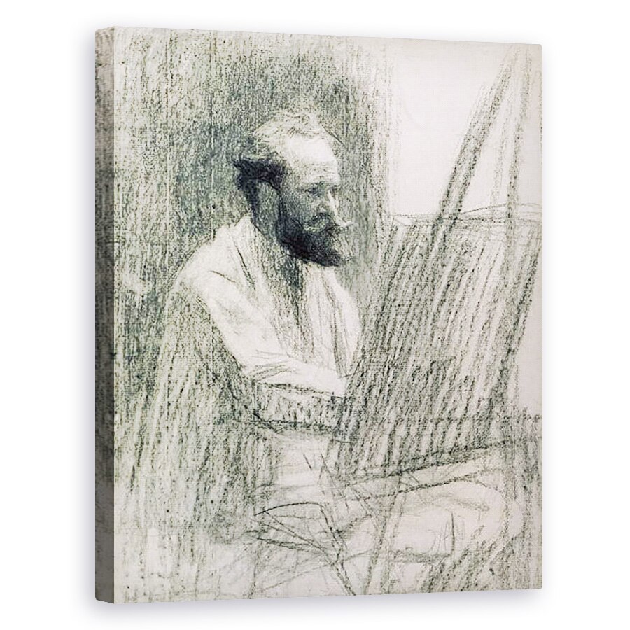 Tablou canvas - Leon Augustin Lhermitte - Portretul lui Edouard Manet 1832-83 la sevaletul sau, 40 x 50 cm