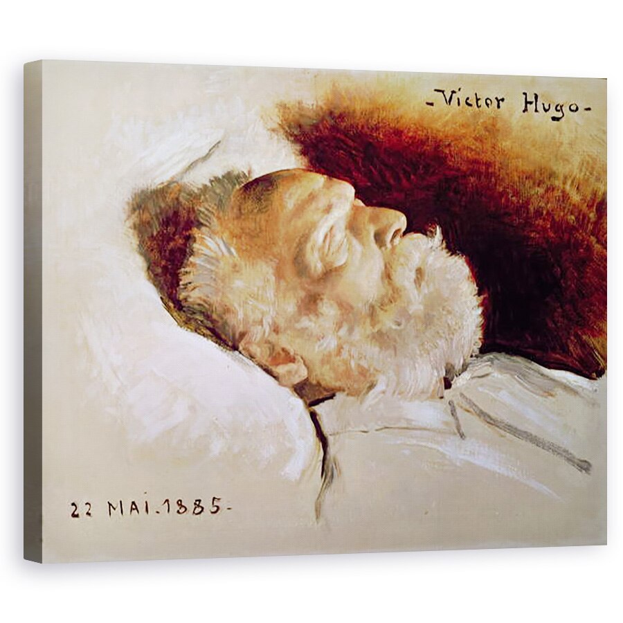 Tablou canvas - Leon Daniel Saubes - Portretul lui Victor Hugo 1802-85 pe patul de moarte, 60 x 75 cm