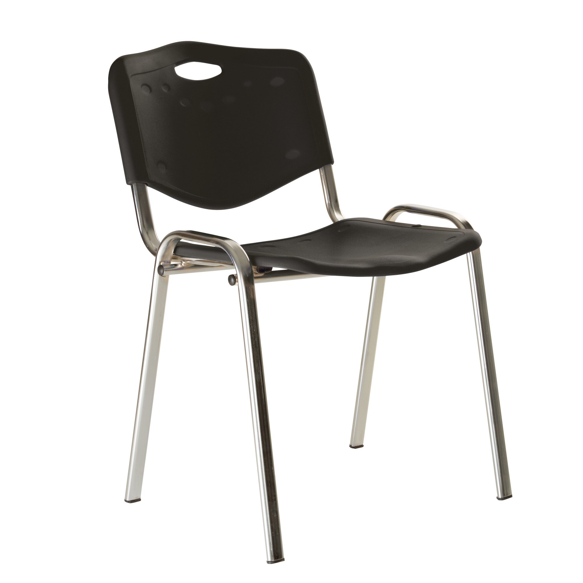 Scaun de vizitator Iso, cadru cromat, sezut si spatar din PVC, negru