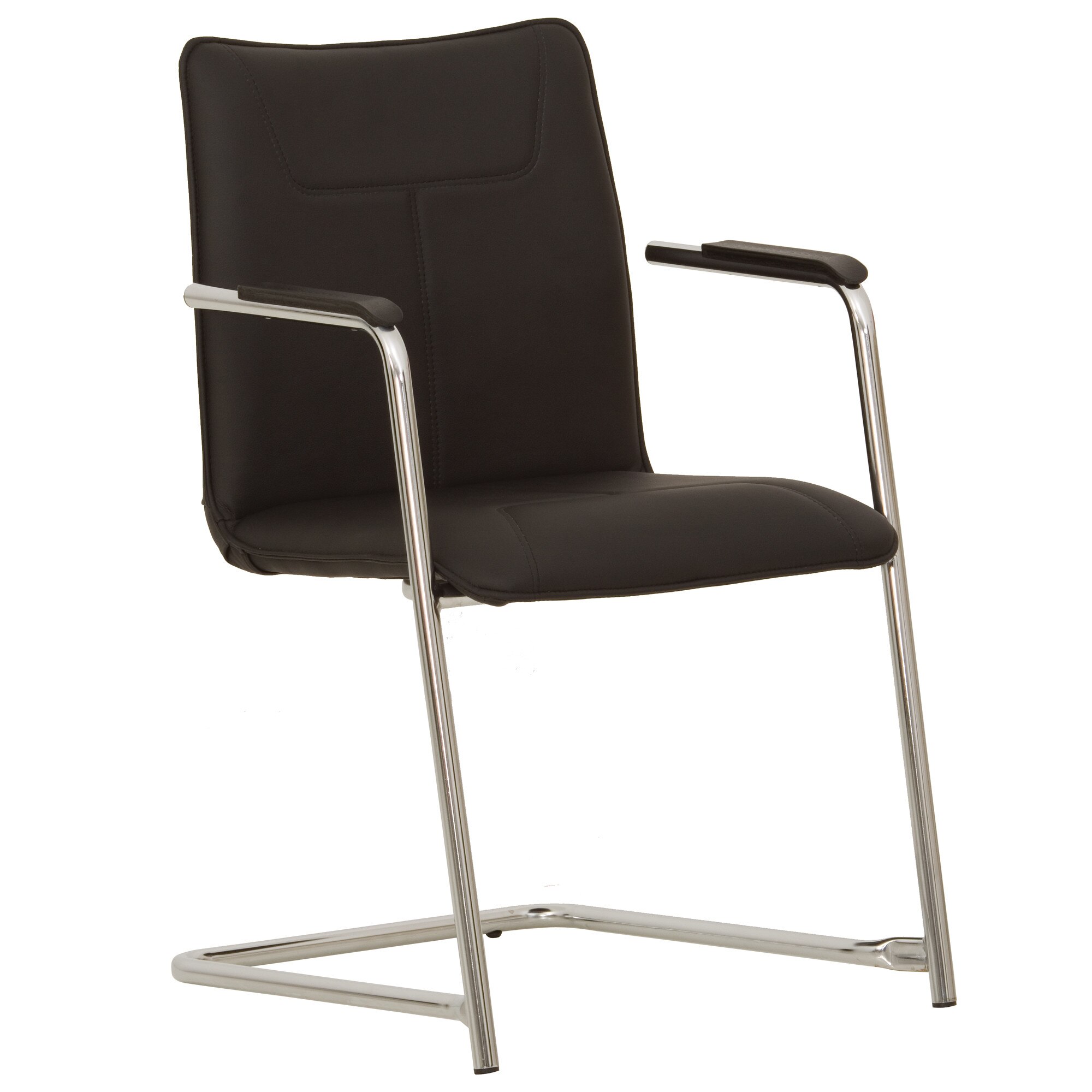 Scaun de vizitator Dasilva, cu brate, piele ecologica, negru