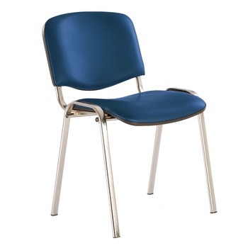 Scaun de vizitator Iso, cadru cromat, piele ecologica, albastru Scaun de vizitator Iso, cadru cromat, piele ecologica, albastru