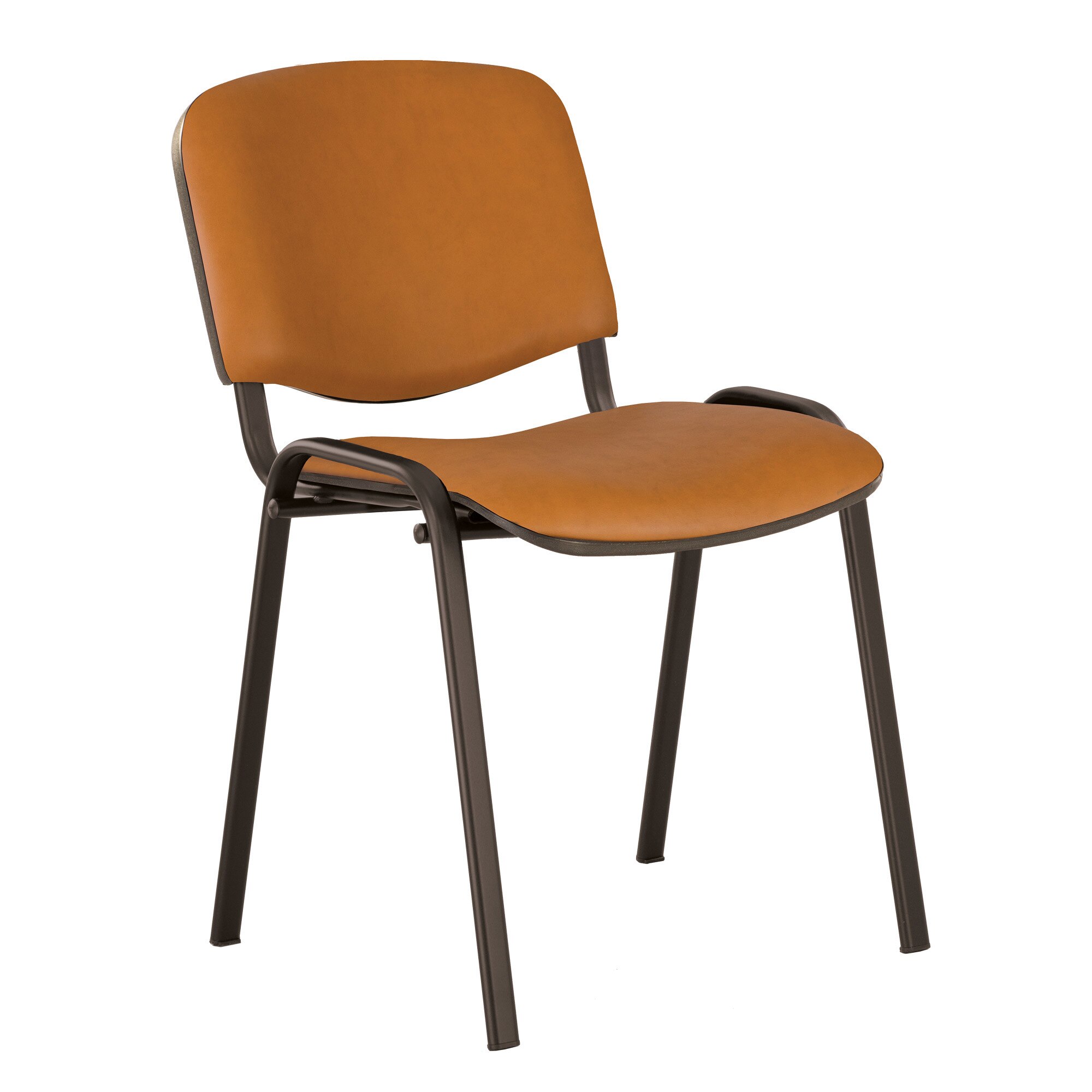 Scaun de vizitator Iso, cadru negru, piele ecologica, aramiu