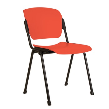Scaun de vizitator Era, cadru negru, sezut si spatar din PVC, portocaliu Scaun de vizitator Era, cadru negru, sezut si spatar din PVC, portocaliu