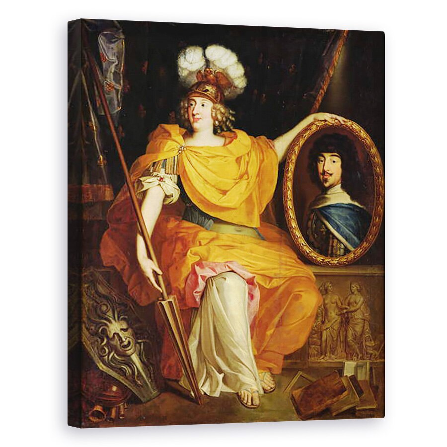 Tablou canvas - Pierre Bourguignon - Anne Marie Louise dOrleans cu portretul tatalui ei, Gaston al Frantei, 60 x 75 cm