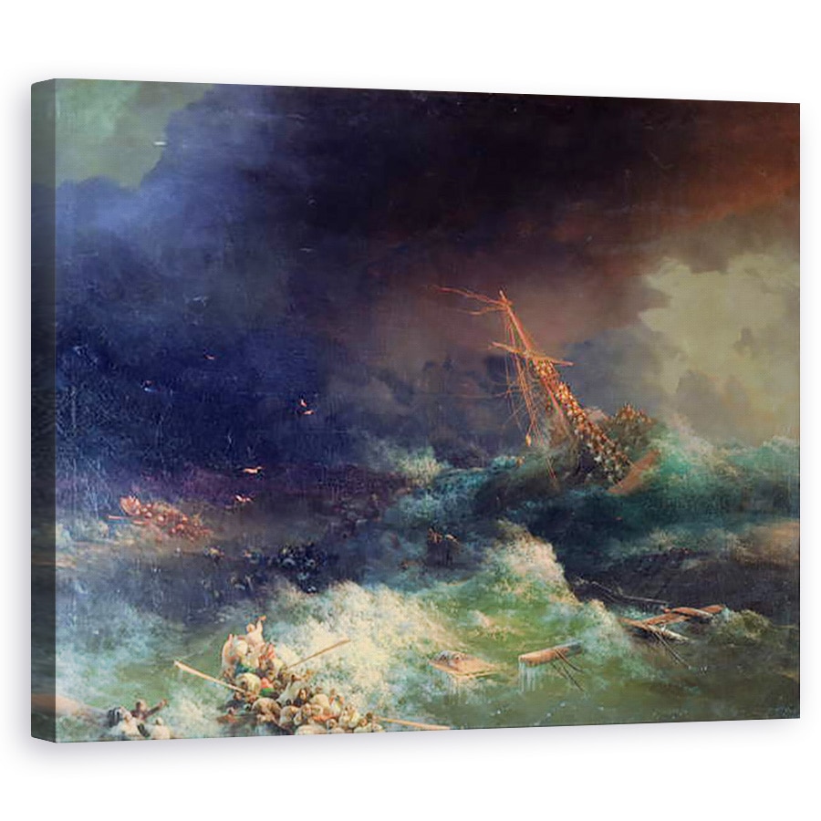Tablou canvas - Ivan Konstantinovich Aivazovsky - Dezastrul liniei Ingermanland de la Skagerrake langa Norvegia, in 30 august, 80 x 100 cm