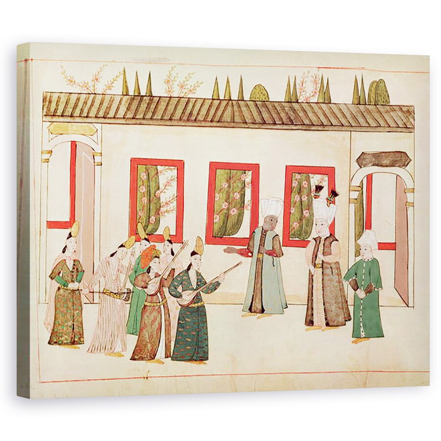 Tablou canvas - Scoala Islamica - Dna 1671 Sultanul cu favoritul sau insotit de muzicieni si cantareti, 80 x 100 cm