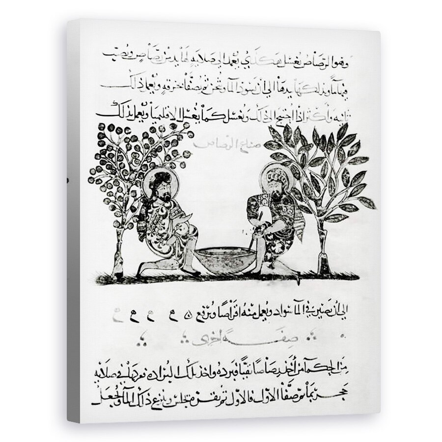 Tablou canvas - Scoala Islamica - Realizarea plumbului, pagina dintr-o editie araba a tratatului de la Dioscorides, De Materia Medica, 40 x 50 cm