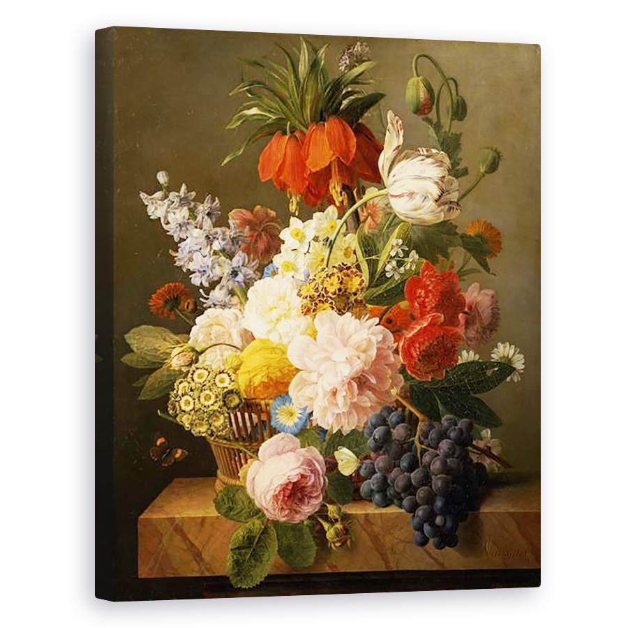 Tablou canvas - Jan Frans van Dael - Natura statica cu flori si fructe, 80 x 100 cm