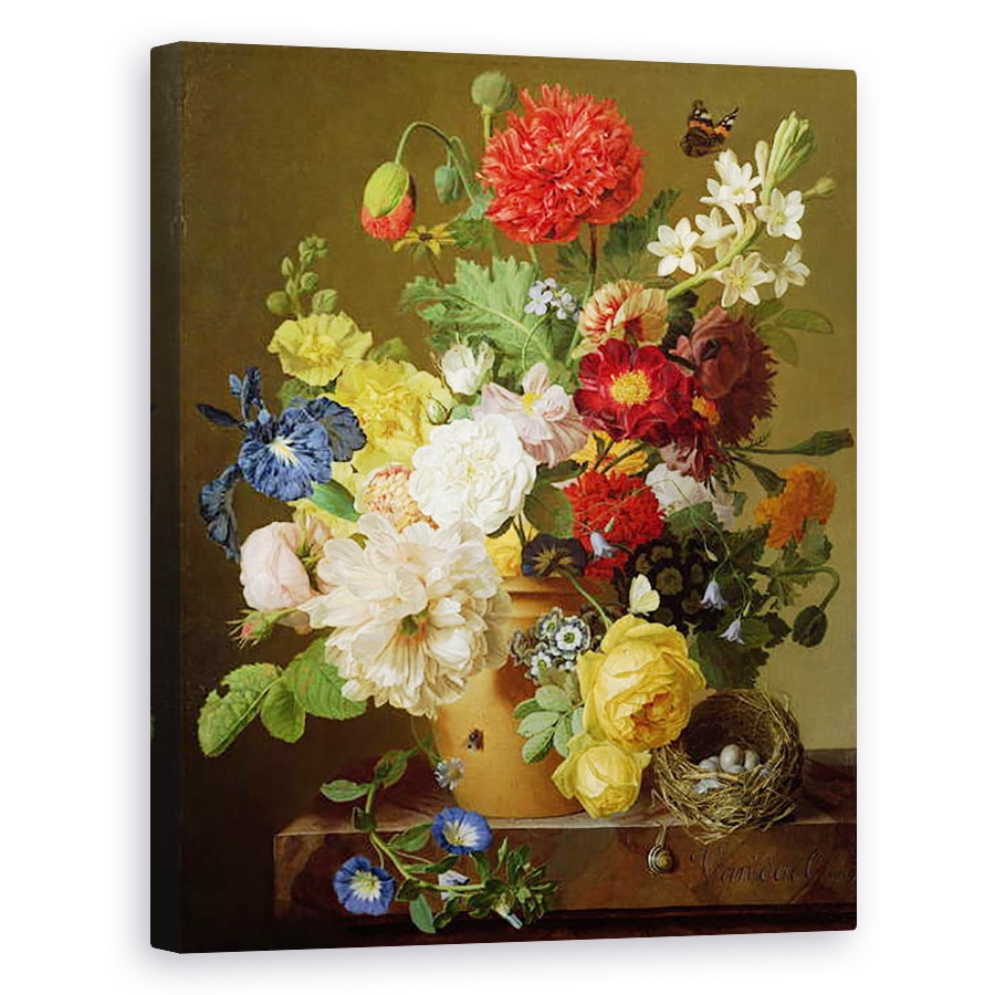 Tablou canvas - Jan Frans van Dael - Flower Natura statica pe o margine de marmura, 80 x 100 cm