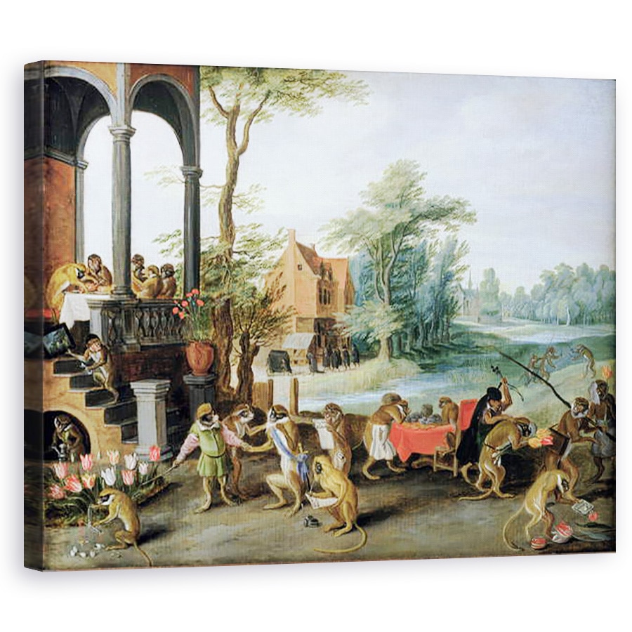 Tablou canvas - Jan Brueghel the Younger - O satira a nebuniei lalelelor Mania, 80 x 100 cm