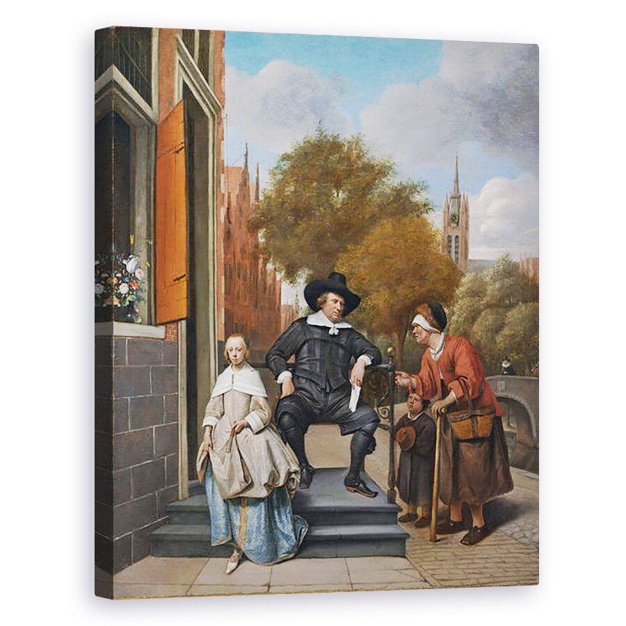 Tablou canvas - Jan Havicksz. Steen - Burgherul din Delft si fiica sa, 40 x 50 cm