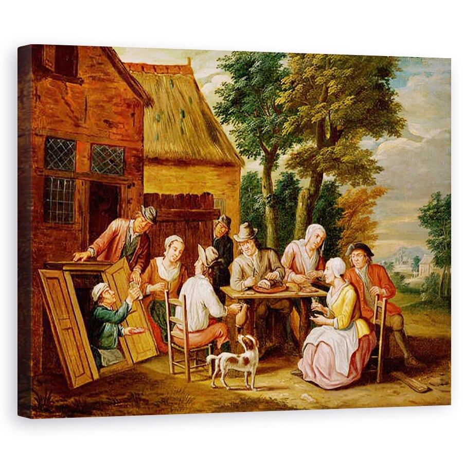 Tablou canvas - Jan Havicksz. Steen - in afara hanului, 40 x 50 cm