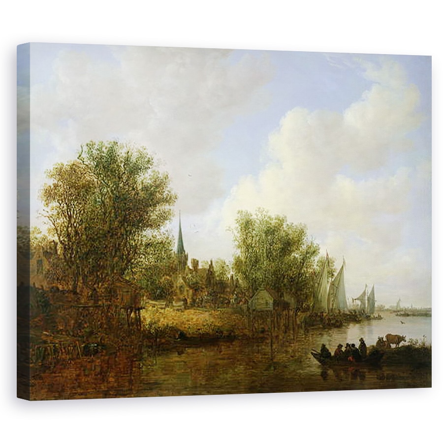 Tablou canvas - Jan Josephsz van Goyen - Scena raului cu o vedere de Overschie, 80 x 100 cm