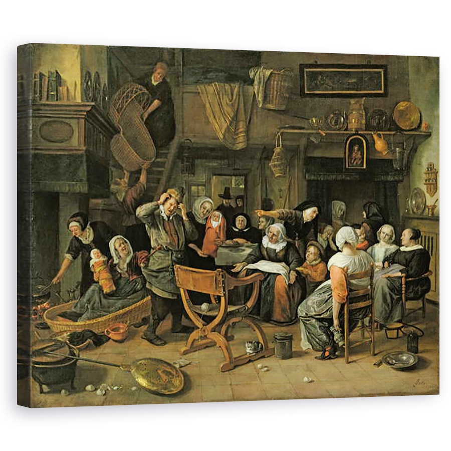 Tablou canvas - Jan Havicksz. Steen - Sarbatoarea botezului, 40 x 50 cm