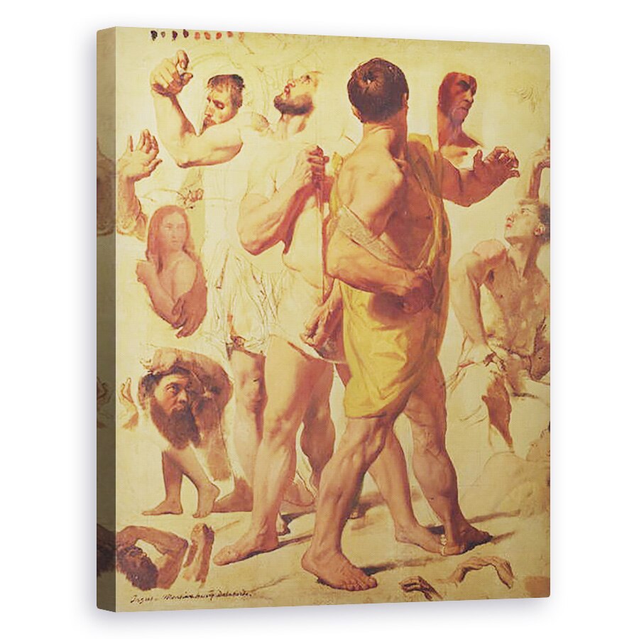 Tablou canvas - Jean Auguste Dominique Ingres - Studii pentru Martiriul Sfantului Simfonic dedicat lui Henry Delaborde, artist francez si critic de arta, 40 x 50 cm