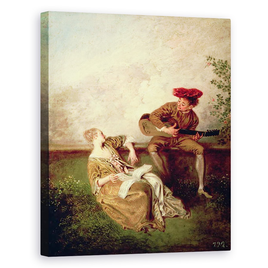 Tablou canvas - Jean Antoine Watteau - Lectia de cantat, 80 x 100 cm
