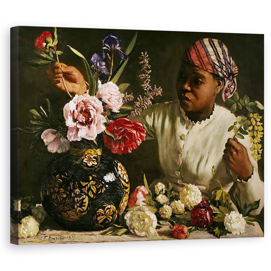 Tablou canvas - Jean Frederic Bazille - Negresa cu bujori, 80 x 100 cm