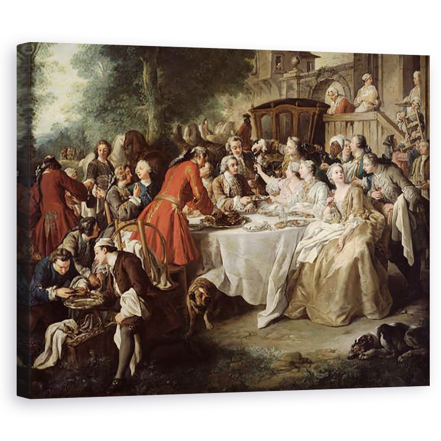 Tablou canvas - Jean Francois de Troy - Pranzul Hunt, detaliile meserilor, 80 x 100 cm