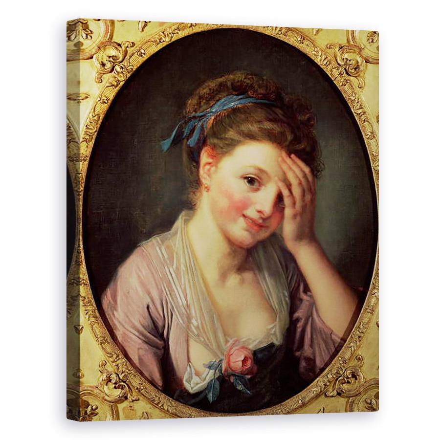 Tablou canvas - Jean Baptiste Greuze - Tanara fata cu un trandafir, 80 x 100 cm