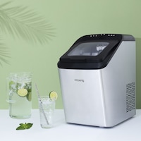 Masina pentru cuburi de gheata H.Koenig, KBP40, capacitate zilnica de productie 15 kg, ciclu de productie rapid 9 min, 2 dimensiuni cuburi de gheata, functie conexiune la robinet de apa, LCD screen, argintiu