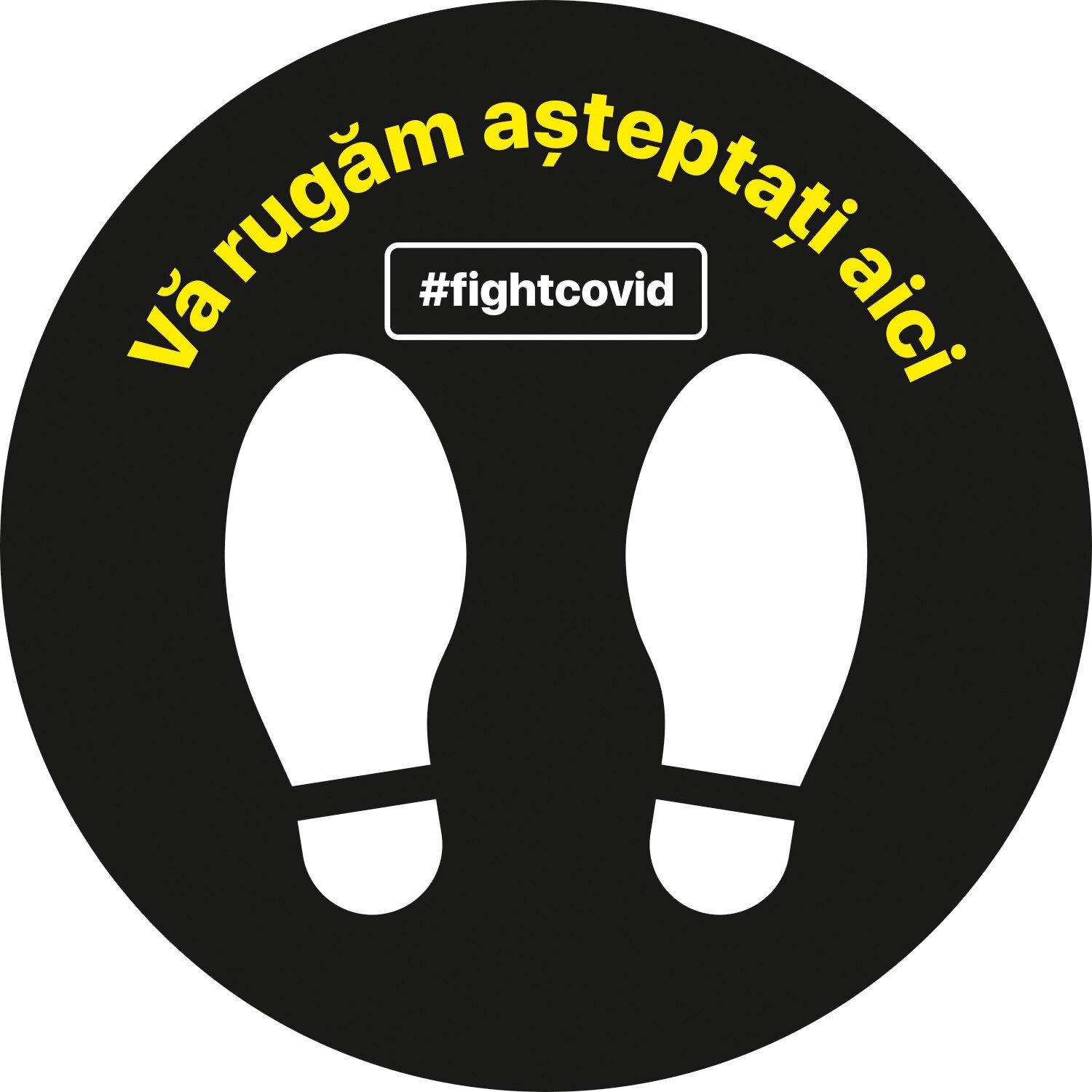 Autocolant distantare Covid-19, ADC1, cerc, negru, 20 x 20 cm