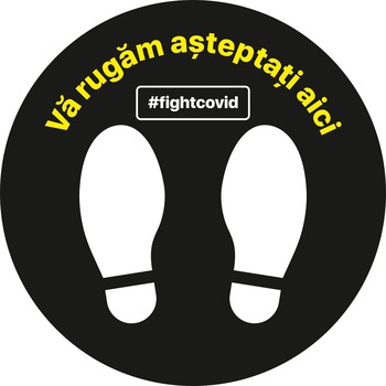 Autocolant distantare Covid-19, ADC1, cerc, negru, 20 x 20 cm Autocolant distantare Covid-19, ADC1, cerc, negru, 20 x 20 cm