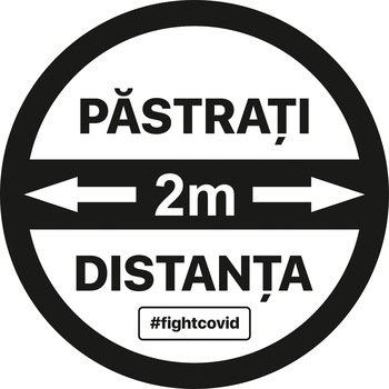 Autocolant distantare Covid-19, ADC2, cerc, negru, 20 x 20 cm Autocolant distantare Covid-19, ADC2, cerc, negru, 20 x 20 cm