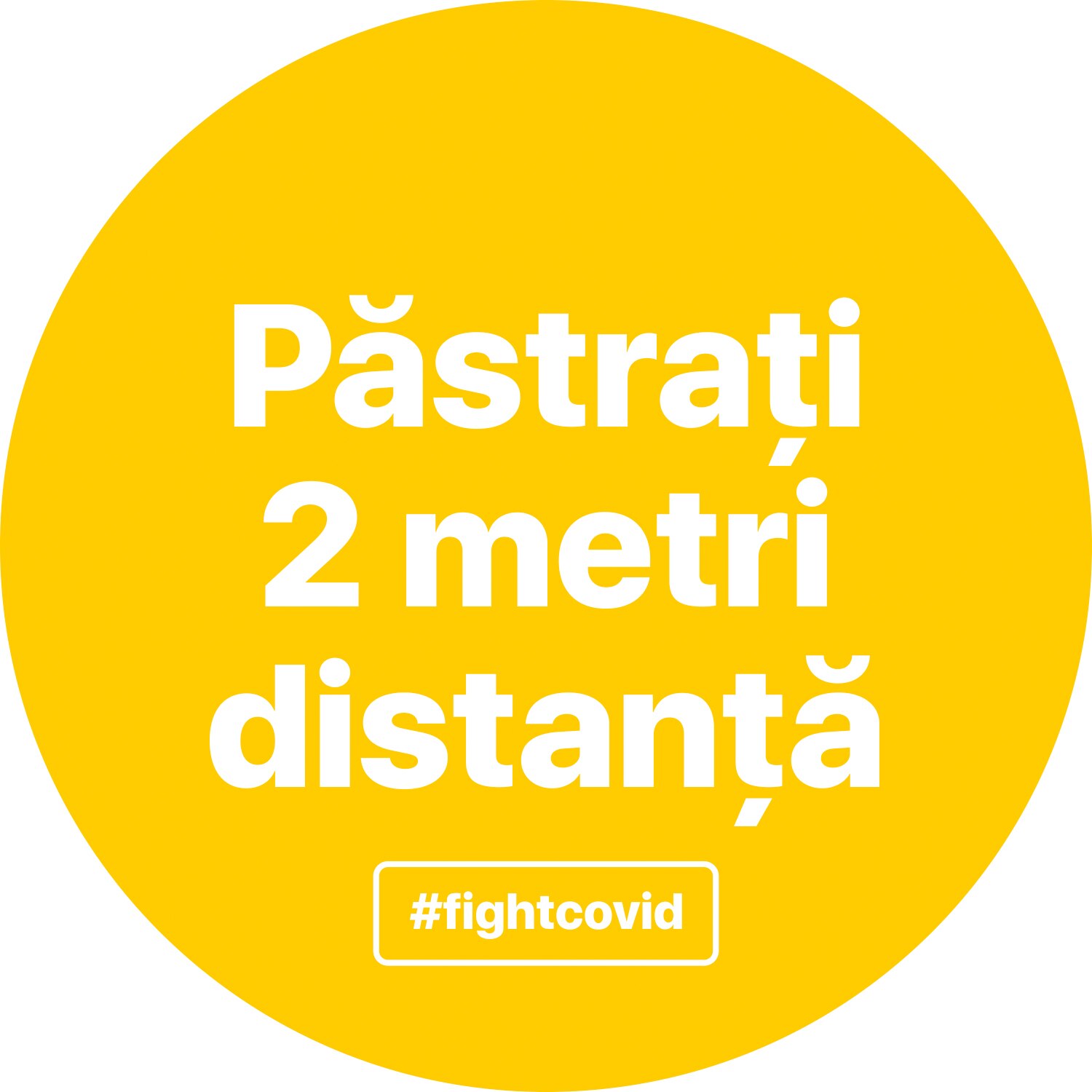 Autocolant distantare Covid-19, ADC6, cerc, galben, 20 x 20 cm