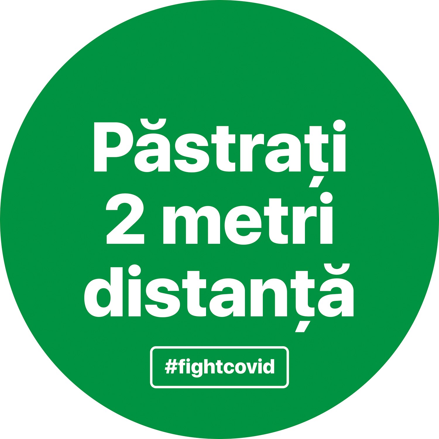 Autocolant distantare Covid-19, ADC6, cerc, verde, 20 x 20 cm