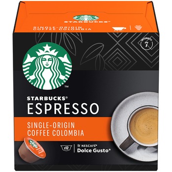 Capsule cafea Starbucks Single-Origin Colombia Espresso by Nescafé Dolce Gusto, prajire medie, 12 capsule, 66g Capsule cafea Starbucks Single-Origin Colombia Espresso by Nescafé Dolce Gusto, prajire medie, 12 capsule, 66g