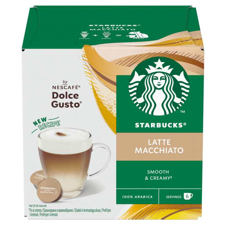 Capsule cafea Starbucks Latte Macchiato by Nescafé Dolce Gusto, 12 capsule, 6 bauturi, 129g