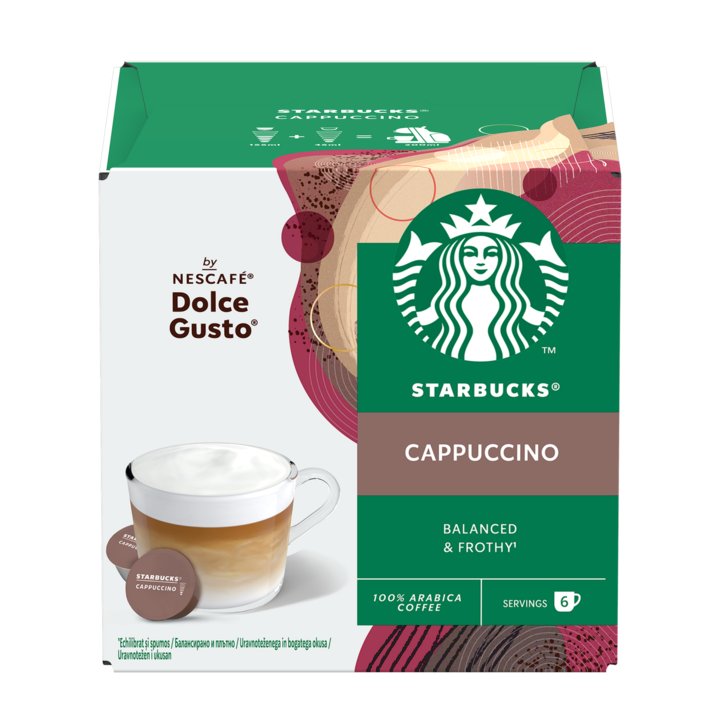 Cafea capsule, Starbucks Cappuccino, compatibile Dolce Gusto, 6 bauturi, 12 buc, 120 g