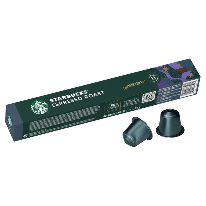 Starbucks Nespresso Espresso Roast kávé kapszula, intenzív pörkölés, 57 g, 10 kapszula