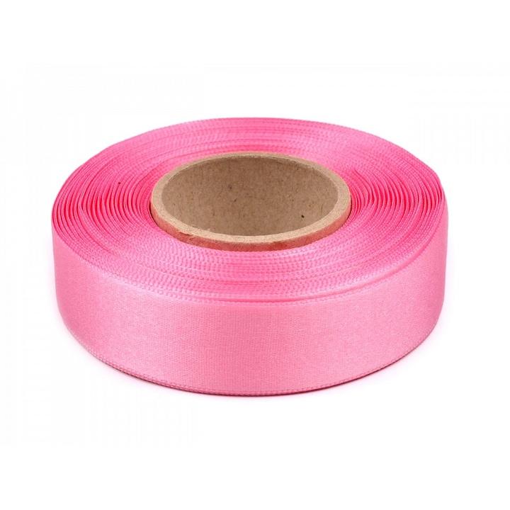 Panglica dublu satinata, latime 24 mm, lungime 1 m, roz deschis